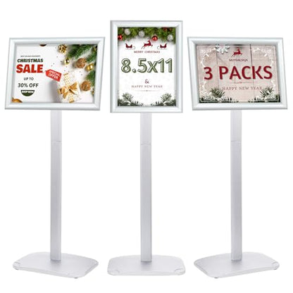 3 Pack Heavy Duty Pedestal Sign Holder 8.5 x 11" Floor Standing Sign Holder - color: Silver, size: 8.5x11in-3p