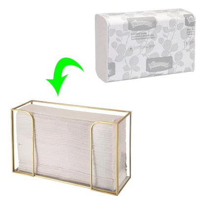 Sumnacon Countertop Bathroom Paper Towel Dispenser Glass Paper Towel Dispenser for Home Bathroom Kitchen Office Toilet Table,Gold Paper Towel Holder for Multifold C Fold Trifold Z Fold - color: Gold