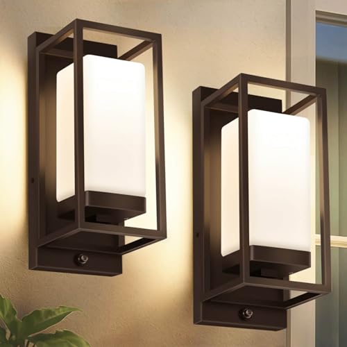 RAYVO Dusk to Dawn Outdoor Wall Lights, LED Bulb Included, E26 Base - color: Bronze