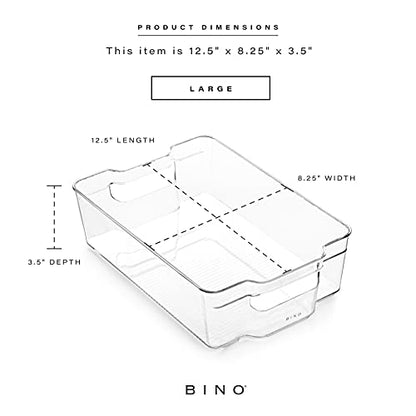 BINO | Stackable Storage Bins, Large - 4 Pack | The Stacker Collection | Clear Plastic Storage Bins | Organization and Storage Containers for Pantry & Fridge | Multi-Use Organizer Bins | BPA-Free - size: 4PK - Large