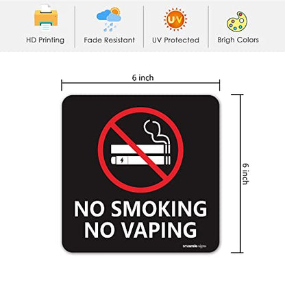 No Smoking Signs for Business, 5 Pack 6" x 6" No Smoking Stickers, Premium Self-Adhesive-UV Resistant-Waterproof-Anti Scratch for Indoor and Outdoor