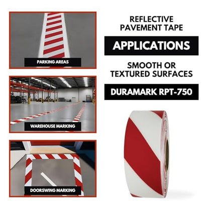 DuraMark RPT-750 Reflective Pavement Marking Tape, White, 3 in x 18 ft - color: Red/White, size: 3 Inch x 18 Ft