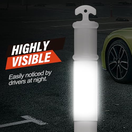 RoadHero 45 Inch Traffic Delineator Post Cones with Base, White, 3 Pack - color: White