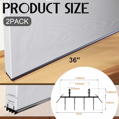 Pushglossy 2 Pcs Kerf Style Door Bottom Seal with Vinyl Fins, Black - color: Black, size: Kerf Style