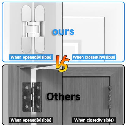 5.5" Hidden Door Hinges, 2 Pack 3-Way Adjustable 180°, Concealed Hinge - color: Silver, size: 5.5 Inch