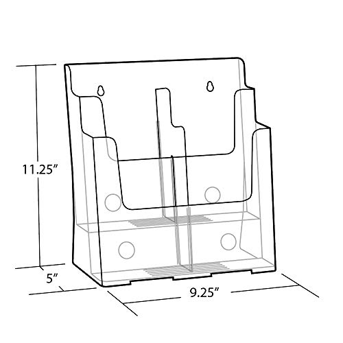 Azar Displays, 252380, Letter Size Brochure Holder, 2 Tier Literature Display, Flyer Organizer for Retail, Office Supplies Organizer, Magazine, File & Document Holder for Counter or Wall, Clear - size: Two Tier Letter
