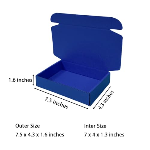 50 Pack 7.5x4.3x1.6 in Industrial Blue Shipping Boxes - color: Industrial Blue, size: 7.5x4.3x1.6 in