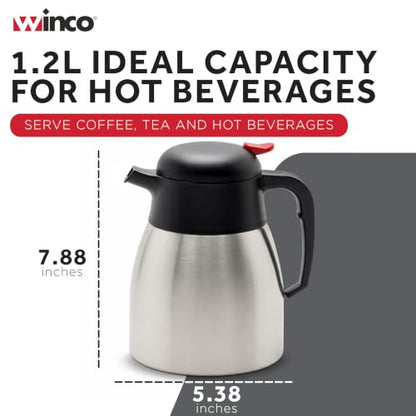 Winco 1.2 L Stainless Steel Carafe - size: 40.6 Ounces