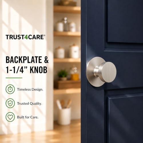 trust4care 4-Pack 2.0" Nickel Backplates of Bifold Closet Cabinet Knobs - color: Brushed Nickel