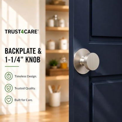 trust4care 4-Pack 2.0" Nickel Backplates of Bifold Closet Cabinet Knobs - color: Brushed Nickel