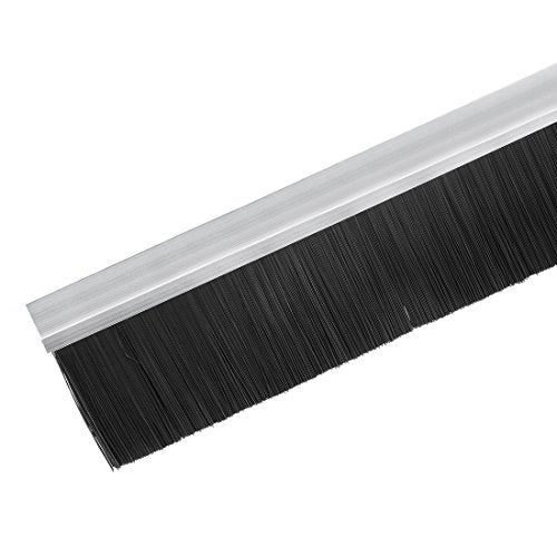 uxcell Door Bottom Sweep H-Shape Aluminum Alloy Base with 2.8-inch Black Nylon Brush 39-inch x 3.86-inch - color: Silver, size: 39.37" x 2.8"