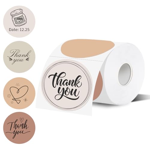 Thermal Label,3 Inch Beige Gradient Round Thermal Printer Sticker,Self-Adhesive Round Direct Thermal Labels,Thermal Stickers for DIY Logo Design,Name Tag (300 Labels/1 Roll) - color: Beige Gradient, size: 3 inches