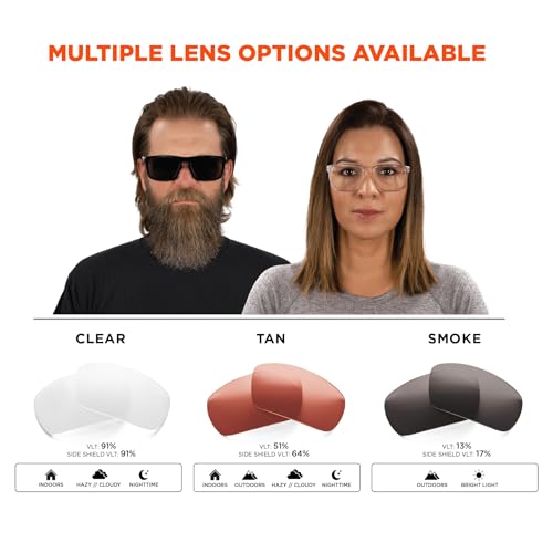 Ergodyne Skullerz SIXTEN Safety Glasses with Side Shields, Anti Fog + Anti Scratch, ANSI z87.1 with Protective Microfiber Bag - color: Clear Lens