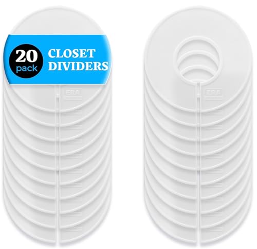 20 White Closet Dividers for Hanging Clothes – Clothing Size Rack Dividers and Closet Organizers