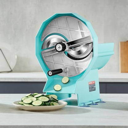 VEVOR Manual Vegetable Fruit Slicer, 0-0.5"/0-12mm Thickness Adjustable Commercial Slicer Machine, Double Feed Ports, Stainless Steel Blade Food Cutter Slicing Machine for Cucumber, Lemon, Tomato - size: Manual-Vegetable-Plastic