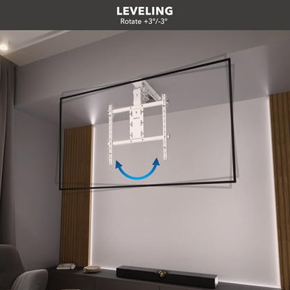 Mount-It! White Electric Ceiling TV Mount – Retractable Motorized Flip Down TV Mount for 50’’-90’’ Screens, Space-Saving Folding Design, RF Remote, VESA Compatible - color: White