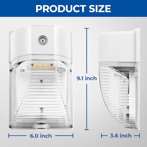 CINOTON 26W LED Wall Pack Light with Dusk to Dawn Sensor, 3CCT White 2Pack - color: White, size: 2 Pack-3CCT