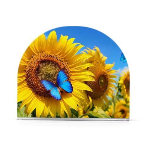 Blooming Sunflowers Napkin Holder for Table Acrylic Tissue Dispenser - color: Blooming Sunflowers