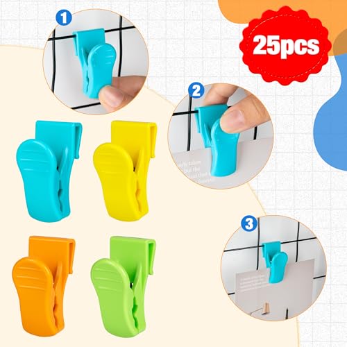 Starry 25 PCS Grid Wall Accessory Hooks Siding Clips to Hang Things Wall - color: Colorful