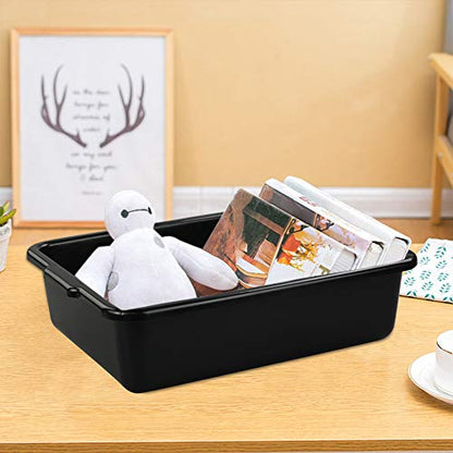 8 Liters Plastic Commercial Bus Tub Set of 4, Black Dish Pans - size: 8 L