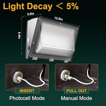 4Pack 200W LED Wall Pack Lights, 100-277v Dusk to Dawn with Photocell, 30000Lm 5000K Daylight IP65 Waterproof Outdoor Security Lighting, Energy Saving, ETL | 5-Year Warranty(Height:20~30ft) - size: 200W