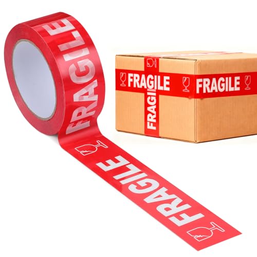 Ciieeo Fragile Packing Tape Fragile Warning Tape Stickers Seal Stickers Sealing Fragile Labels Packaging Heavy Duty Packing Care for Small Business Moving Box 1 Roll 100M