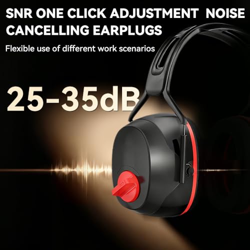 Adjustable Noise Reduction Earmuffs: 3SNR35dB/25dB Adult Sound Isolation Protector - Industrial Noise Blocking Earmuffs