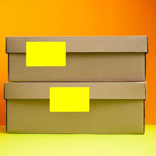 Yellow Rectangle Labels 3" x 2" Color Coding Stickers Roll 500 Pcs - color: Yellow