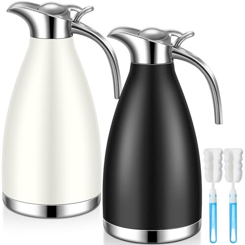 Uiifan 2 Pcs 68oz Thermal Coffee Carafe, Black, White - color: Black/White