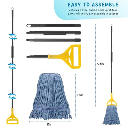 Commercial Mop for Floor Cleaning, 59'' Heavy Duty Industrial Cotton Mops - size: 59in