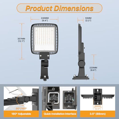 150W LED Parking Lot Lights 18000LM 5000K 110V/120V Arm Mount - size: 150W 2PACK