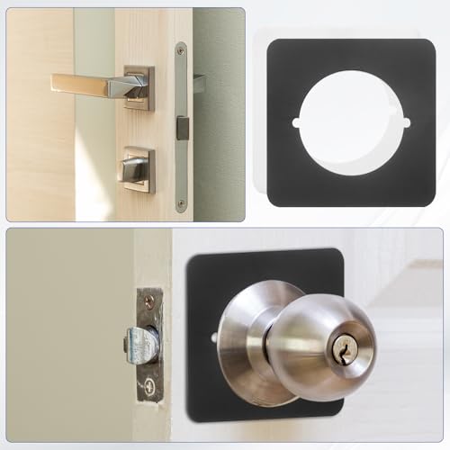 PATIKIL Door Knob Plates, 4 Pcs Square Plate Cover for Door Deadbolt Double Side Knob Handle Repair Kit Cover Filler Fixing Repair Backplate, Black - color: Black