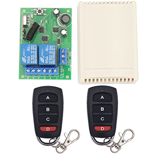 DieseRC 433Mhz Universal Wireless Remote Control Switch Secure Radio Frequency DC 6V 12V 24V 30V 10A 2 Channels Relay Receiver Board and 2 Transmitters with 4 Keys - color: 4 Buttons