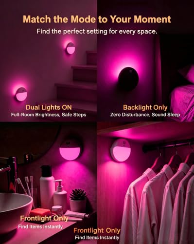YUNLEX Pink Motion Sensor Night Light Battery Operated, Dim Light,1-15lm - color: Pink