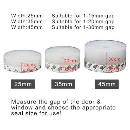 Silicone Weather Stripping Door Seal, Adhesive Door Draft Stopper for Gaps - size: 45mm;26Ft