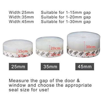 Silicone Weather Stripping Door Seal, Adhesive Door Draft Stopper for Gaps - size: 25mm;26Ft