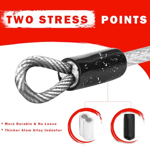 1/8" Stainless Steel Security Cable Luggage Lock, Double Loop,1Pack - color: Black, size: 15ft (1Pack)