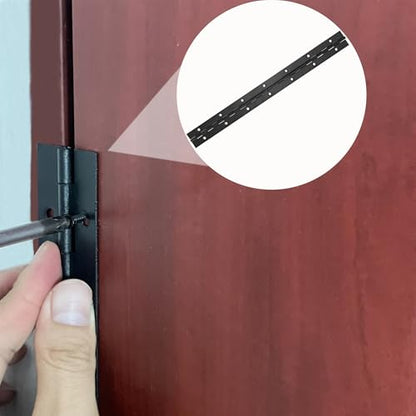 6 Pcs Continuous & Piano Hinges,14 inches Black 304 Stainless Steel Hinges 0.04" Thickness Heavy Duty Continuous Hinges with Holes for Pianos，Door，Wooden Boxes，Cabinet (14inch) - size: 14inch