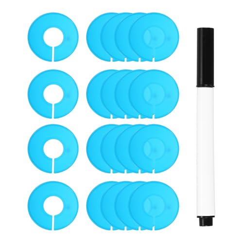 uxcell Clothes Dividers,20 Pack Round Closet Rack Dividers Clothing Rack Size Dividers Blank Labels with Marker Pen Writable & Reusable for Hanging Clothes Sorting Size, Light Blue - color: Light Blue
