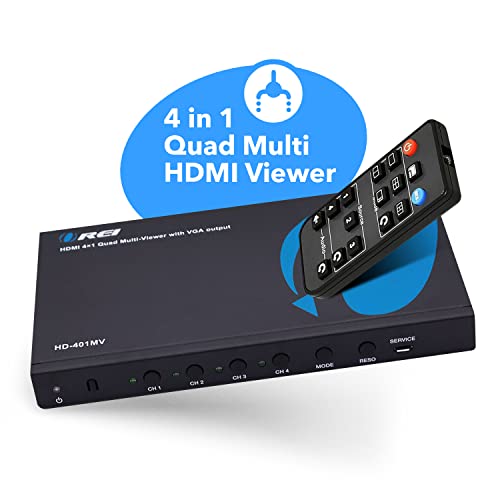OREI 4x1 Out Quad Screen Multiviewer 1080p 3.5mm/Analog IR Remote HDMI 1.4