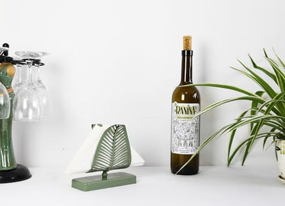 OwlGift Freestanding Modern Napkin Holder with Leaf Design, Tabletop Tissue Dispenser, Napkin Storage Organizer – Rustic Green - color: Rustic Green