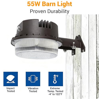 LED Barn Light Dusk to Dawn with Photocell, 55W 7500LM 5000K Daylight, 500W Incandescent/200W HID Replacement, Weather Resistant Outdoor Security Light for Yard, Garage, Farm, Porch - color: Barn Light - 55W