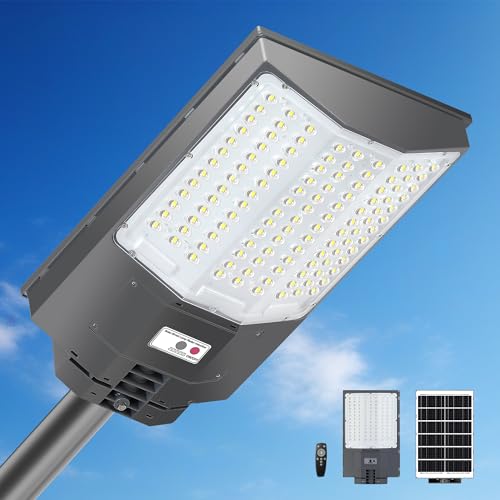 8500W Solar Street Light Outdoor, 550000LM 7000K Commercial Solar Parking Lot Light Dusk to Dawn, IP67 Waterproof with Motion Sensor & Remote, Ideal for Farm Ranch Driveway Yard Garage Small Business - size: 136A-M