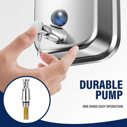 Commercial Soap Dispenser Wall Mount 304 Stainless Steel, Manual Liquid Hand Soap Dispenser for Bathroom Restroom Restaurant Hotel Office, Anti-Leak Pump - size: 500ml(17oz)