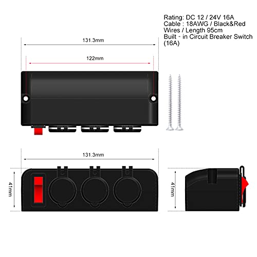 3 Socket Cigarette Lighter Splitter 12V Power Outlet Adapter with LED On/Off Switches for Car Rv Truck Marine Boat - color: 3 Socket Splitter