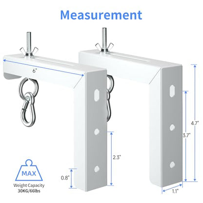 XINLEI Universal Projector Screen Wall Mount L-Brackets Hanging Ceiling Mount, 6 inch Adjustable Extension with Hook for Home Projector and Movie Screens, Hold up to 66 lbs, White PRL003W - color: White