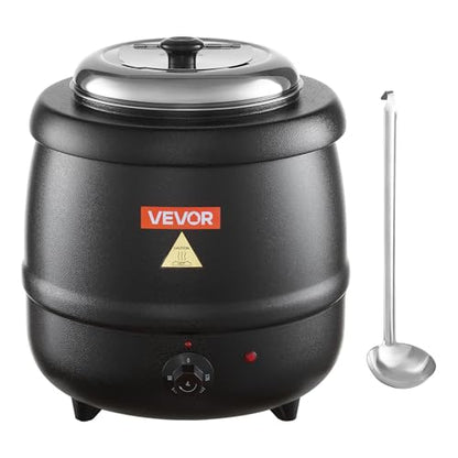 VEVOR Electric Soup Warmer, 10QT Commercial Soup Kettle with 304 Stainless Steel Detachable Insert Pot, 95~176°F Adjustable Temperature, Soup Station for Restaurant and Big Family, Black - size: 1-Pot