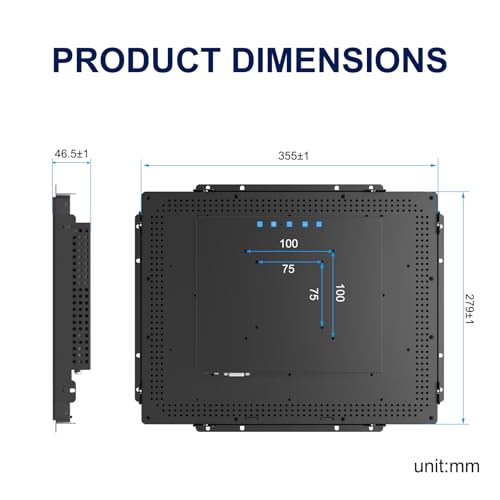 1024x800 Industrial Touch Display with 10-Point Multi-Touch,15 Inch Open Frame Touch Screen Monitor, 10-Point Metal Housing HD-MI VGA Input for Industrial Automation Control - size: 15.0