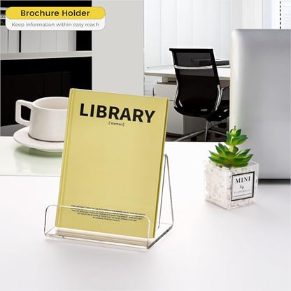 HeZone Acrylic Brochure Holder 5x6 Inch,Clear Pamphlet Holder Display Stand for Trifold 4&5&6 Inch Flyers,Pamphlets,Booklets,Menu,Leaflets for Office,Home,Store,1 Pack,A5 - size: 5''×6''
