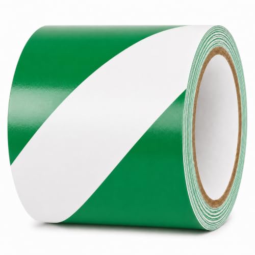 GGR Supplies Green & White Hazard Stripe Tape, 4 inches x 18 Yards - color: Green & White, size: 4 in. x 18 yds. (96mm)